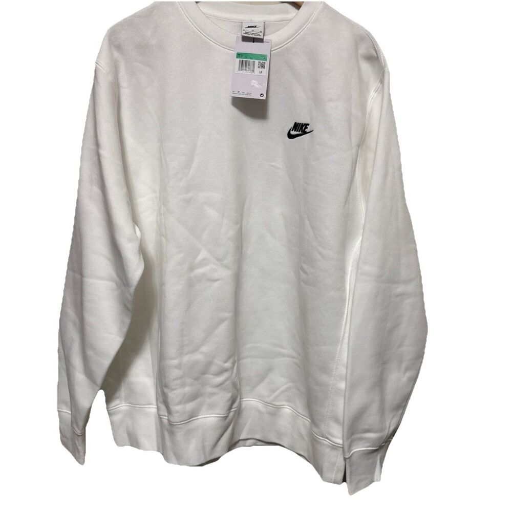 NWT Nike Men's Sportswear Club Fleece Crew Size XL White BV2662 100